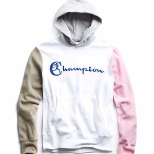 COLORBLOCK CHAMPION HOODIE IN WHITE